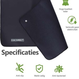 KIMO DIRECT Aardingsmat – 33x60 cm – Bureau & Muismat – Zwart PU Leer
